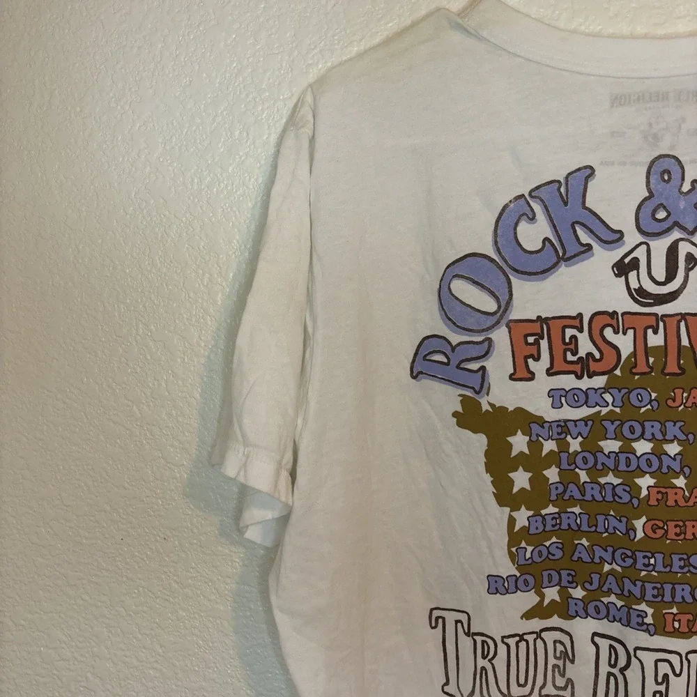 True Religion T Shirt Guitar Bald‎ Eagle World Tour 1971 Rock & Roll Festival XL